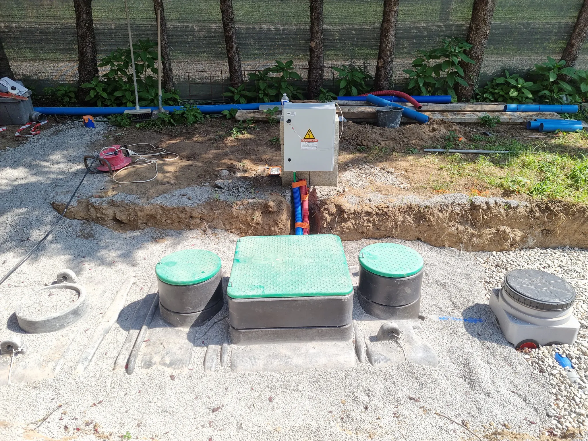 Assainissement, micro-station 5 équivalent habitant, chantier Chassain TP