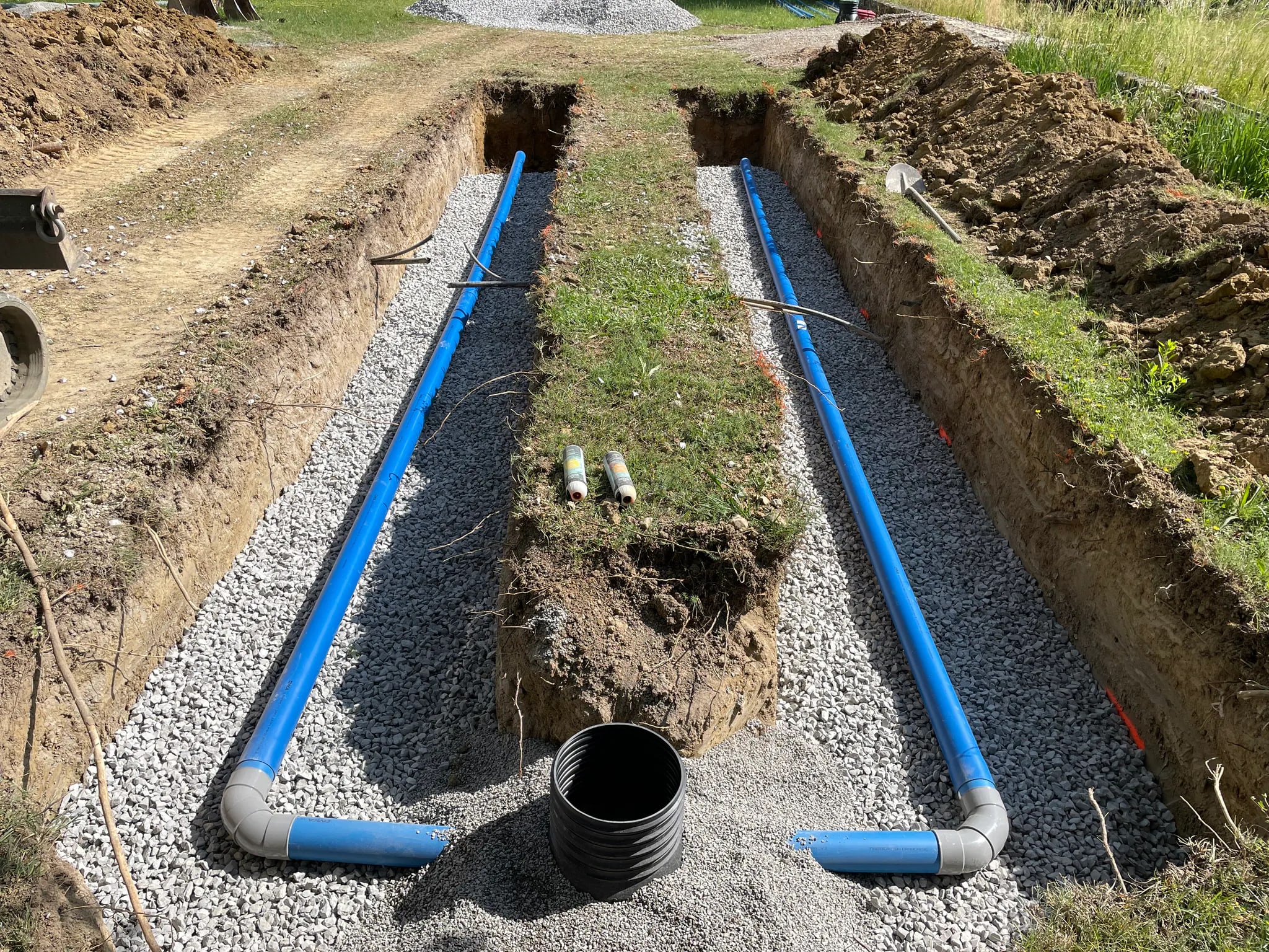 Assainissement, pose d’une fosse toutes eaux de 3000L, chantier Chassain TP